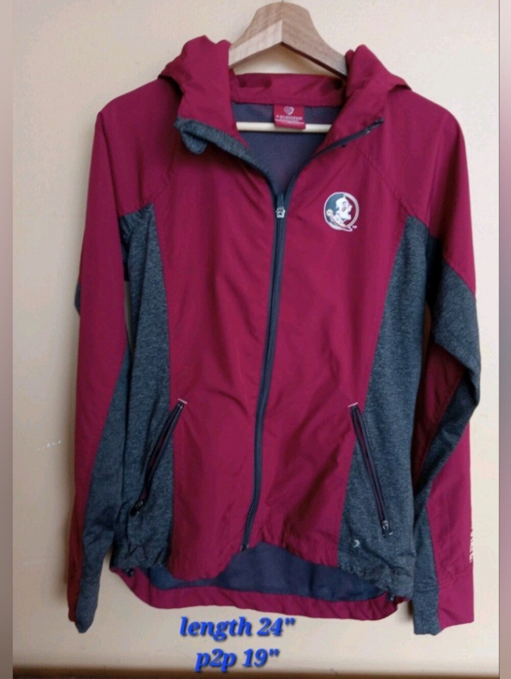 FSU Florida State Seminoles Maroon & Gray Hooded Utility Jacket